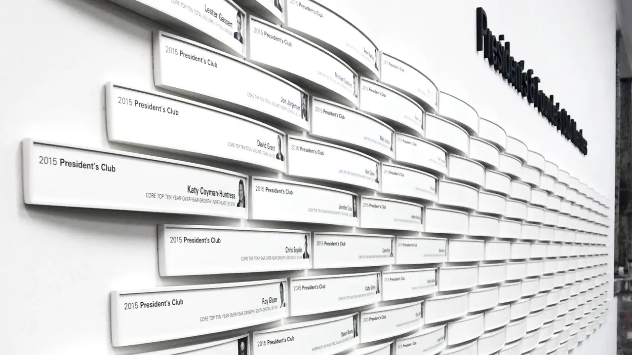 doner wall predisents club acrylic display awards | 360CSG