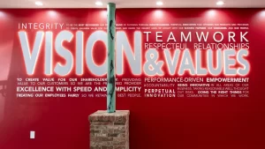 led logo values lobby graphics